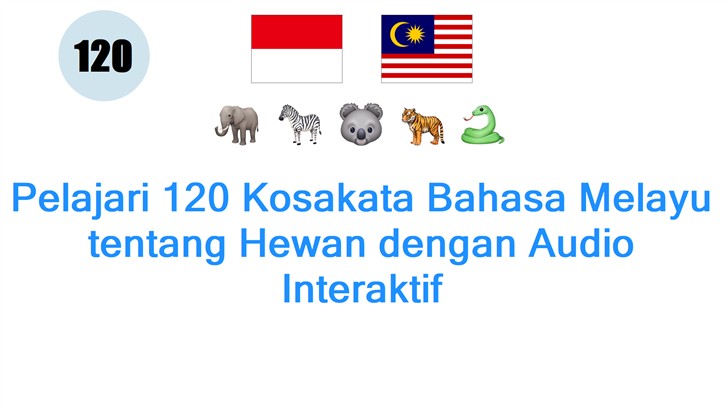 Pelajari 120 Kosakata Bahasa Melayu tentang Hewan dengan Audio Interaktif